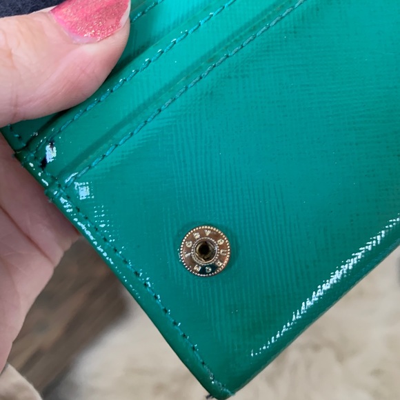 Tory Burch Teal Patent Leather Envelope Wallet - Picture 7 of 8